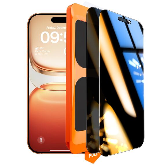 TOCOL für iPhone 16 Pro für Panzerglas Sichtschutz 6,3 Zoll, Full Screen Automatische Installation 9H Stoßfest Kratzfest Anti-Fingerabdruck Anti-Bläschen Anti-Spy, Kompatibel mit Hülle, 2 Stück