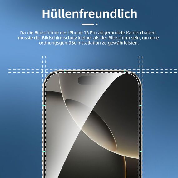 NEW'C für iPhone 16 Pro für Panzerglas 6,3 Zoll (2 Stück) und 2 x Kamera Panzer Schutz für Kameraschutz (2 Stück) -Kratzfest -extrem widerstandsfähig -9H-Härteglas