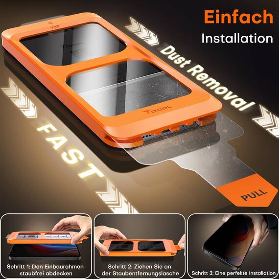 TOCOL für iPhone 16e für Panzerglas Sichtschutz, Full Screen Automatische Installation 9H Stoßfest Kratzfest Anti-Fingerabdruck Anti-Bläschen Anti-Spy Schutzolie, Kompatibel mit Hülle, 2 Stück