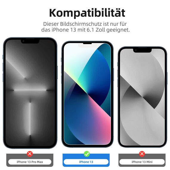 NEW'C für iPhone 13 für Panzerglas (2 Stück) und Kamera Panzer Schutz Glas für Kameraschutz (2 Stück) - kratzfest - keine Luftblasen - extrem widerstandsfähig - 9H-Härteglas