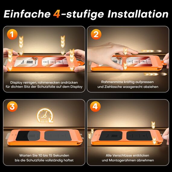 TOCOL für iPhone 17 Pro für Panzerglas 6,3 Zoll, Full Screen Automatische Installation 9H Folie Stoßfest Kratzfest Anti-Fingerabdruck Anti-Bläschen, Kompatibel mit Hülle, 2 Stück