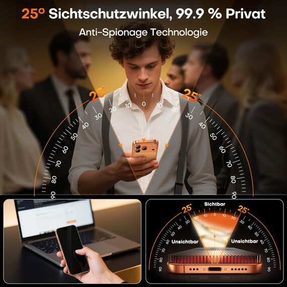 TOCOL für iPhone 17 Pro Max für Panzerglas Sichtschutz 6,9 Zoll, Full Screen Auto-Installation 9H Stoßfest Kratzfest Anti-Fingerabdruck Blasenfrei, Kompatibel mit Hülle, 2 Stück