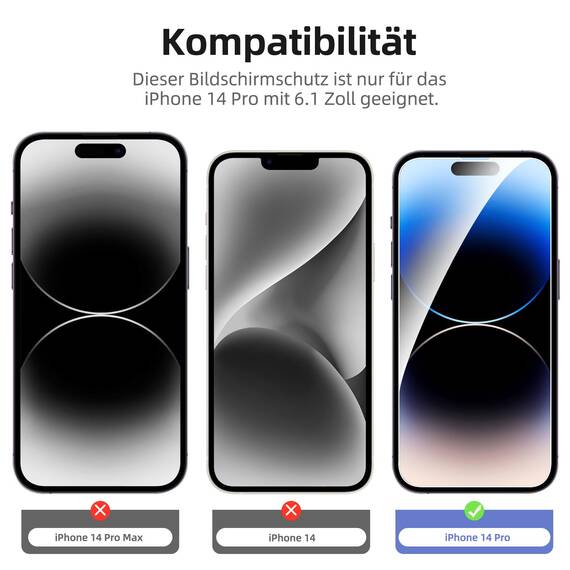 NEW'C für iPhone 14 Pro für Panzerglas 6,1 Zoll (2 Stück) und 2 x Kamera Panzer Schutz für Kameraschutz (2 Stück) -Kratzfest -extrem widerstandsfähig -9H-Härteglas