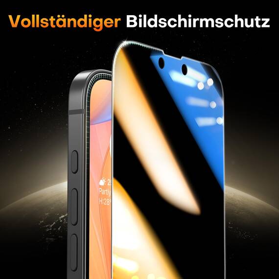TOCOL für iPhone 16e für Panzerglas Sichtschutz, Full Screen Automatische Installation 9H Stoßfest Kratzfest Anti-Fingerabdruck Anti-Bläschen Anti-Spy Schutzolie, Kompatibel mit Hülle, 2 Stück