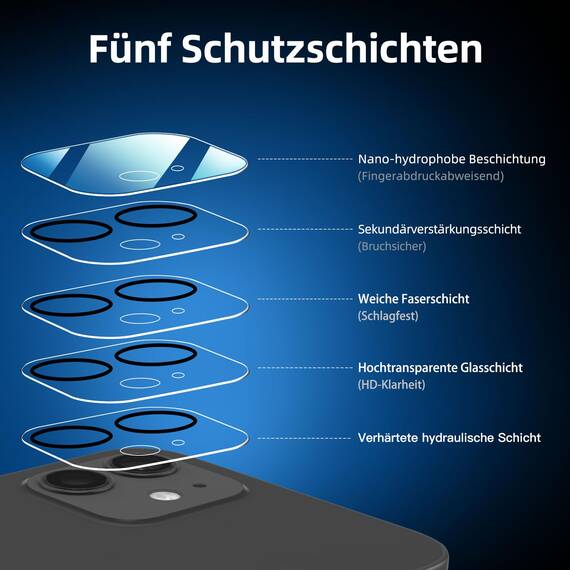 NEW'C für iPhone 12 Mini für Panzerglas (2 Stück) und Kamera Panzer Schutz Glas für Kameraschutz (2 Stück) - kratzfest - keine Luftblasen - extrem widerstandsfähig - 9H-Härteglas