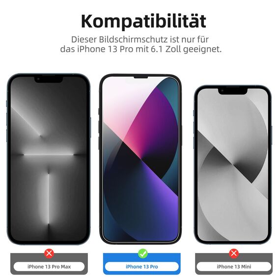 NEW'C für iPhone 13 Pro für Panzerglas (2 Stück) und Kamera Panzer Schutz Glas für Kameraschutz (2 Stück) - kratzfest - keine Luftblasen - extrem widerstandsfähig - 9H-Härteglas
