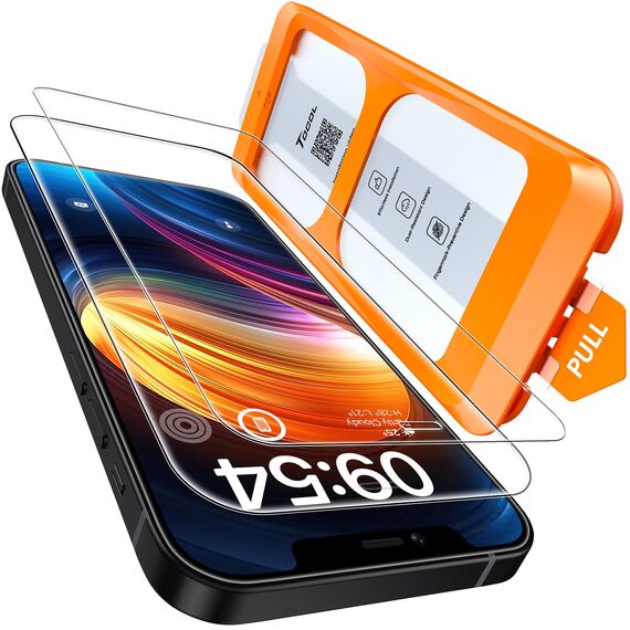 TOCOL für iPhone 12 / für iPhone 12 Pro für Panzerglas 6,1 Zoll, Full Screen Automatische Installation 9H Stoßfest Kratzfest Anti-Fingerabdruck Anti-Bläschen Schutzfolie, Kompatibel mit Hülle, 2 Stück