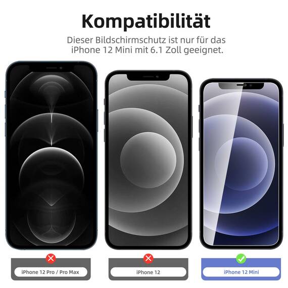 NEW'C für iPhone 12 Mini für Panzerglas (2 Stück) und Kamera Panzer Schutz Glas für Kameraschutz (2 Stück) - kratzfest - keine Luftblasen - extrem widerstandsfähig - 9H-Härteglas
