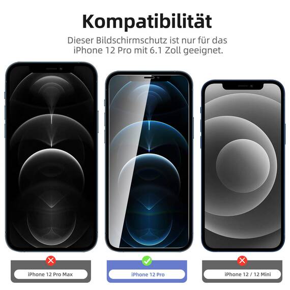 NEW'C für iPhone 12 Pro für Panzerglas (2 Stück) und Kamera Panzer Schutz Glas für Kameraschutz (2 Stück) - kratzfest - keine Luftblasen - extrem widerstandsfähig - 9H-Härteglas