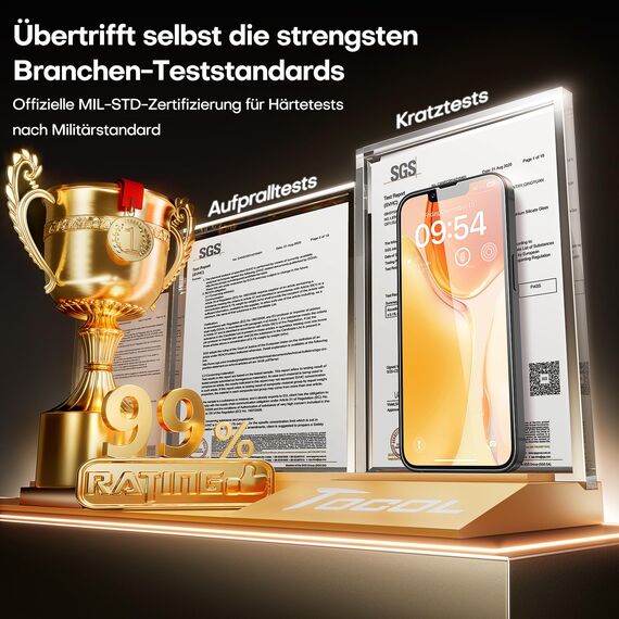 TOCOL für iPhone 16e für Panzerglas, Full Screen Automatische Installation 9H Stoßfest Kratzfest Anti-Fingerabdruck Anti-Bläschen Schutzfolie für iPhone 16e 6,1 Zoll, Kompatibel mit Hülle, 2 Stück