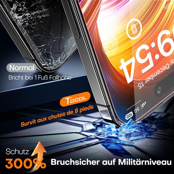 TOCOL für iPhone 16 für Panzerglas, Full Screen Automatische Installation 9H Folie Stoßfest Kratzfest Anti-Fingerabdruck Anti-Bläschen Schutzfolie für iPhone 16 6,1 Zoll, Kompatibel mit Hülle, 2 Stück
