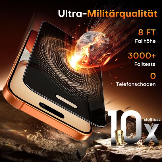 TOCOL für iPhone 17 Pro Max für Panzerglas Sichtschutz 6,9 Zoll, Full Screen Auto-Installation 9H Stoßfest Kratzfest Anti-Fingerabdruck Blasenfrei, Kompatibel mit Hülle, 2 Stück