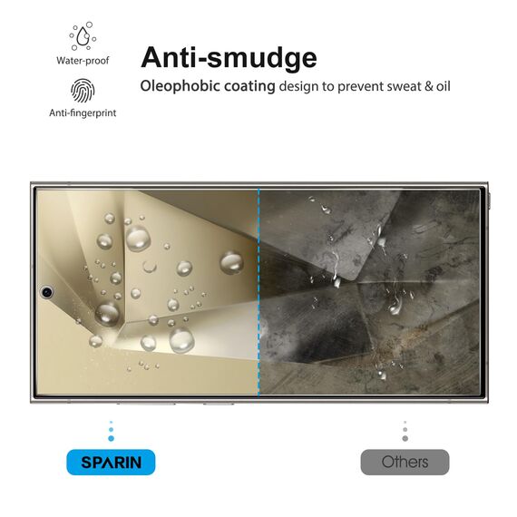 SPARIN für Samsung Galaxy S24 Ultra Panzer Schutz Glas, 3+2 Stück Schutzfolie und Kameraschutz mit Montage Rahmen, Fingerabdruck-ID Kompatibel, 9H Härte
