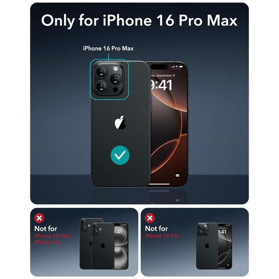 ESR für iPhone 16 Pro Max für Panzerglas, Displayschutzfolie 3 Stück, Display Sichtschutzfolie aus gehärtetem Glas mit einfachem Befestigungswerkzeug, mikrogebogene Kanten, Hüllenfreundlich