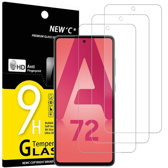 NEW'C 3 Stück für Samsung Galaxy A72 / A72 5G für Panzerglas, Frei von Kratzern, 9H Härte, HD Displayschutzfolie, 0.33mm Ultra-klar, Ultrabeständig
