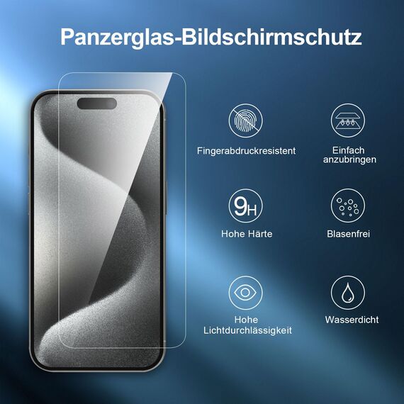 NEW'C 3 Stück für iPhone 15 Pro für Panzerglas (6,1 Zoll), Frei von Kratzern, 9H Härte, HD Displayschutzfolie, Ultra-klar, Ultrabeständig -Einfaches Installationswerkzeug enthalten