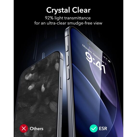 ESR für iPhone Air für Panzerglas, Displayschutzfolie 3 Stück, gehärtete Glasfolie mit einfachem Befestigungswerkzeug, 9H Härte, Vollbildschirm Schutzfolie iPhone 17 Air, HD klar, kratzfest