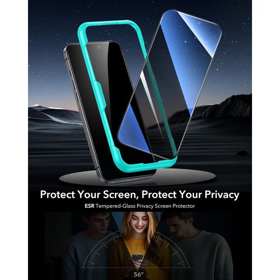 ESR für iPhone 16 Pro Max für Panzerglas, Displayschutzfolie 3 Stück, Display Sichtschutzfolie aus gehärtetem Glas mit einfachem Befestigungswerkzeug, mikrogebogene Kanten, Hüllenfreundlich