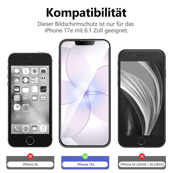 NEW'C 3 Stück für iPhone 17e für Panzerglas (6,1 Zoll), Frei von Kratzern, 9H Härte, HD Displayschutzfolie, 0.33mm Ultra-klar, Ultrabeständig