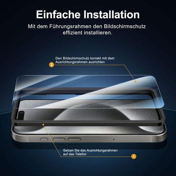 NEW'C 3 Stück für iPhone 15 Pro für Panzerglas (6,1 Zoll), Frei von Kratzern, 9H Härte, HD Displayschutzfolie, Ultra-klar, Ultrabeständig -Einfaches Installationswerkzeug enthalten