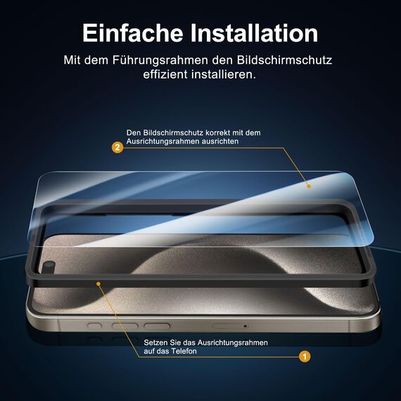 NEW'C 3 Stück für iPhone 15 Pro Max für Panzerglas (6,7 Zoll), Frei von Kratzern, 9H Härte, HD Displayschutzfolie, Ultra-klar, Ultrabeständig -Einfaches Installationswerkzeug enthalten