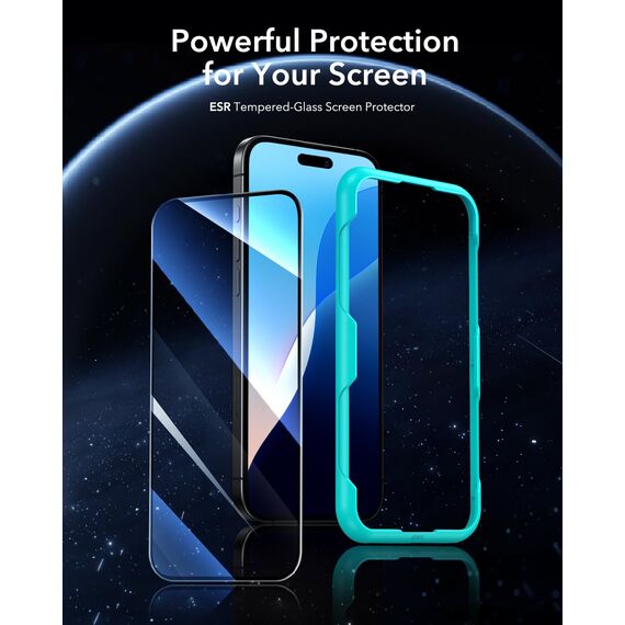 ESR für iPhone 16 Plus/iPhone 15 Plus für Panzerglas, Displayschutzfolie 3 Stück, gehärtete Glasfolie mit einfachem Befestigungswerkzeug, 9H Härte, Vollbildschirm Schutzfolie, HD klar, kratzfest