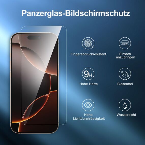 NEW'C 3 Stück für iPhone 17, 17 Pro, iPhone 16 Pro für Panzerglas (6,3 Zoll), Frei von Kratzern, 9H Härte, HD Displayschutzfolie, Ultra-klar, Ultrabeständig -Einfaches Installationswerkzeug enthalten