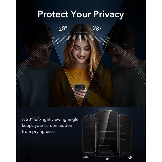 ESR für iPhone Air für Panzerglas Sichtschutz, Displayschutzfolie 3 Stück, Display Sichtschutzfolie aus gehärtetem für iPhone 17 Air Glas mit einfachem Befestigungswerkzeug, Hüllenfreundlich