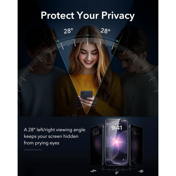 ESR für iPhone 17e/16e/14/13/13 Pro für Panzerglas Sichtschutz, Displayschutzfolie 3 Stück, Display Sichtschutzfolie aus gehärtetem Glas, mikrogebogene Kanten, Hüllenfreundlich