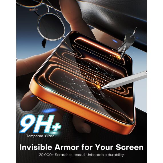 OMOTON für iPhone 17 Pro Panzer Schutz Glas [TOP Stoßfest] 9H Härte Schutzfolie mit Auto-Installation, Bläschenfrei, Hüllenfreundlich, 2 Stück