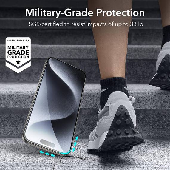 ESR für iPhone 15 Pro für Panzerglas, 3 Displayschutzfolien aus gehärtetem Glas und 2 Set einzelner Kamera Schutzfolien, 2,5D gebogene Kanten, vollständiger Militärnorm Schutz, kratzfest