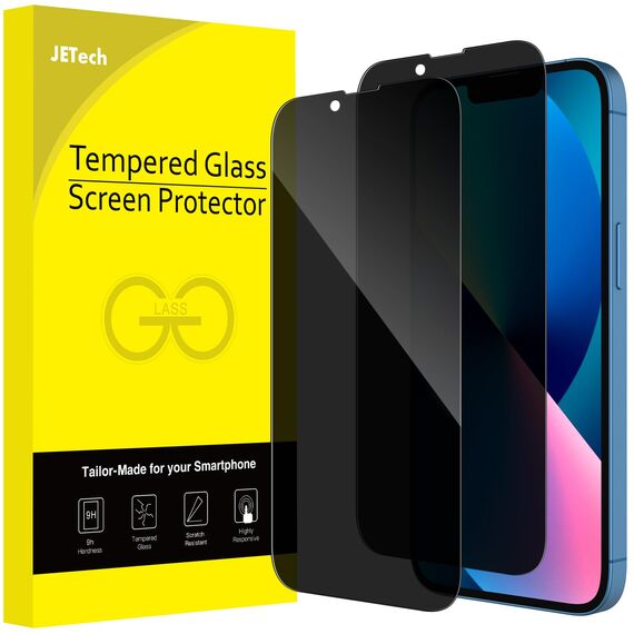 JETech Sichtschutz Full Screen für iPhone 13 mini 5,4 Zoll, Anti-Spy Panzer Schutz Glas Folie Schutzfolie, Kante zu Kante Displayschutz Hat Keinen Einfluss auf die Hülle, 2 Stück