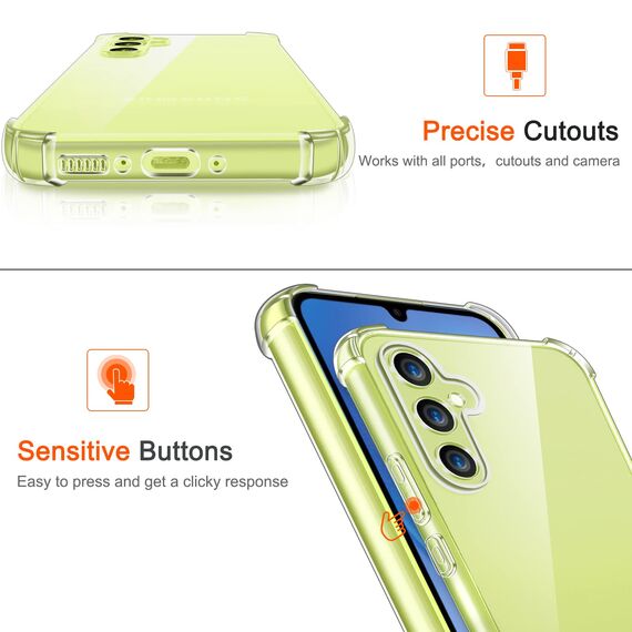 ivoler Klar Hülle für Samsung Galaxy A34 5G mit 3 Stück Panzer Schutz Glas, Dünne Weiche TPU Silikon Transparent Stoßfest Schutzhülle Durchsichtige Kratzfest Handyhülle Case Cover