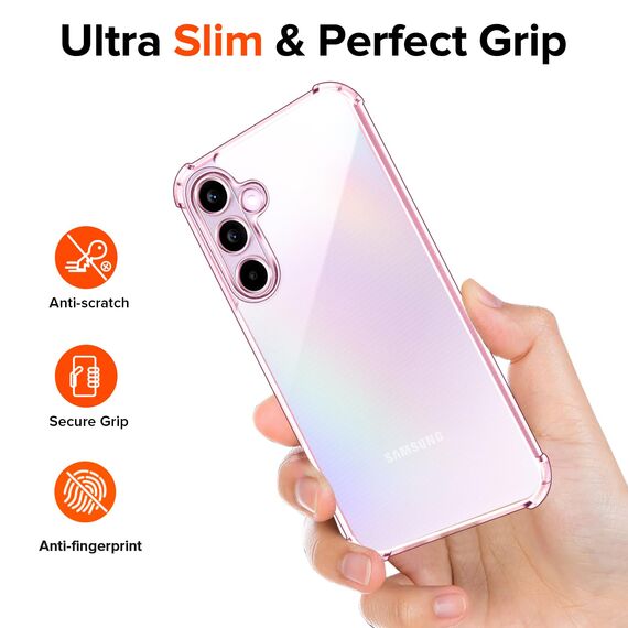 ivoler Nie Vergilbung Klar Hülle für Samsung Galaxy A55 5G mit Stoßfest Schutzecken, 1 Handyhülle mit 2 Stück Panzer Schutz Glas, Transparent Schutzhülle Dünn Durchsichtige Case (Lila)