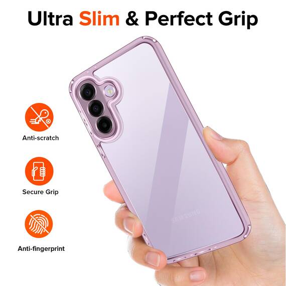 ivoler Nie Vergilbung Klar Hülle für Samsung Galaxy A37 5G mit Stoßfest Schutzecken,1 Handyhülle mit 3 Stück Panzer Schutz Glas, [Militärischer Schutz] Transparent Schutzhülle Dünn Case -Lila