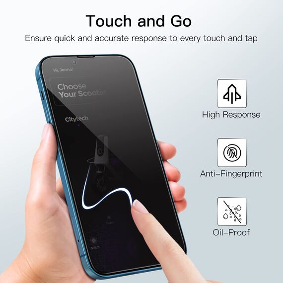 JETech Sichtschutz für iPhone 17e (2026) / iPhone 16e / iPhone 13/13 Pro, Panzer Schutz Anti-Spy Glas Schutzfolie, Kante zu Kante Hat Keinen Einfluss auf die Hülle, 6,1 Zoll Display, 2 Stück