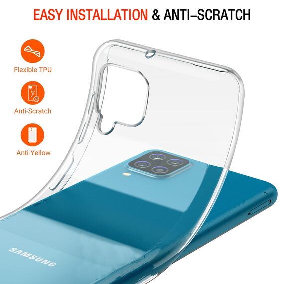 ivoler Hülle für Samsung Galaxy A12 / Samsung Galaxy M12, mit 3 Stück Panzer Schutz Glas, Dünne Weiche TPU Silikon Transparent Stoßfest Schutzhülle Durchsichtige Handyhülle Kratzfest Case