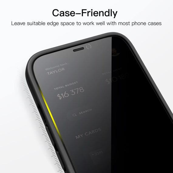 JETech Sichtschutz Full Screen für iPhone 12 mini 5,4 Zoll, Anti-Spy Panzer Schutz Glas Folie Schutzfolie, Kante zu Kante Displayschutz Hat Keinen Einfluss auf die Hülle, 2 Stück