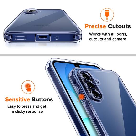 ivoler Nie Vergilbung HD Klar Hülle für Samsung Galaxy A17 4G / A17 5G, mit 2 Stück Panzer Schutz Glas, Militärischer Stoßfest Kratzfest Transparent Schutzhülle Dünn Durchsichtige Case - Dunkelblau