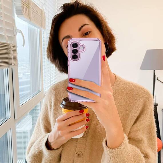 ivoler Nie Vergilbung Klar Hülle für Samsung Galaxy A37 5G mit Stoßfest Schutzecken,1 Handyhülle mit 3 Stück Panzer Schutz Glas, [Militärischer Schutz] Transparent Schutzhülle Dünn Case -Lila