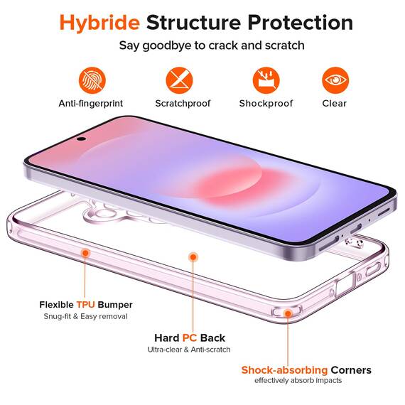ivoler Nie Vergilbung Klar Hülle für Samsung Galaxy A37 5G mit Stoßfest Schutzecken,1 Handyhülle mit 3 Stück Panzer Schutz Glas, [Militärischer Schutz] Transparent Schutzhülle Dünn Case -Lila