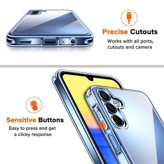 ivoler Nie Vergilbung Klar Hülle für Samsung Galaxy A15 4G / A15 5G, 1 Handyhülle mit 2 Stück Panzer Schutz Glas, [Militärischer Schutz] Stoßfest Transparent Schutzhülle Dünn Durchsichtige Case