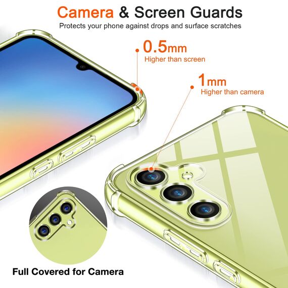ivoler Klar Hülle für Samsung Galaxy A34 5G mit 3 Stück Panzer Schutz Glas, Dünne Weiche TPU Silikon Transparent Stoßfest Schutzhülle Durchsichtige Kratzfest Handyhülle Case Cover