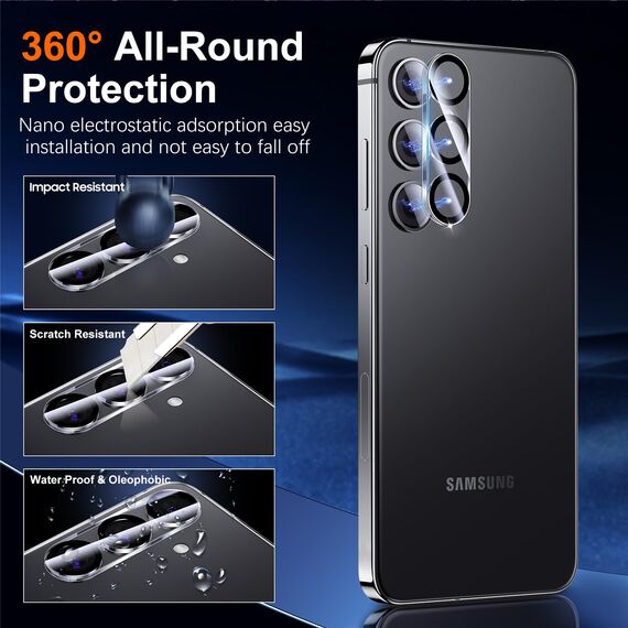UniqueMe 2024 für Samsung Galaxy S24 Plus Panzer Schutz Glas mit Schablone 2 Stück 9H Prime Schutzglas und Kameraschutz, [9H Härte] [Kratzfest] HD Klar Schutzglas S24 Plus Displayschutz