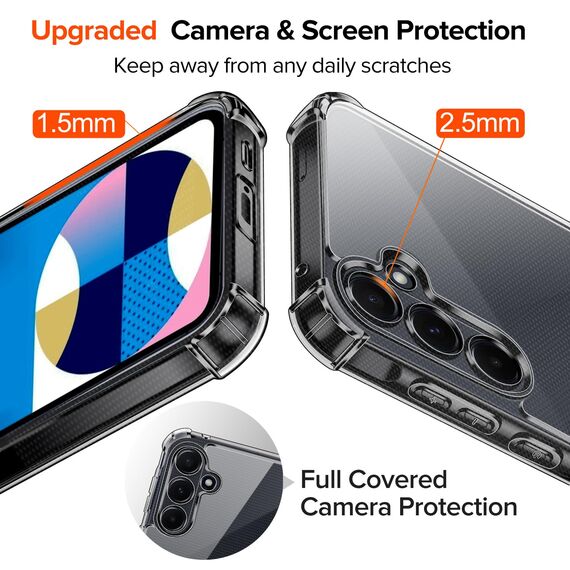 ivoler Nie Vergilbung Klar Hülle für Samsung Galaxy A55 5G mit Stoßfest Schutzecken, 1 Handyhülle mit 2 Stück Panzer Schutz Glas, Transparent Schutzhülle Dünn Durchsichtige Case (Schwarz)