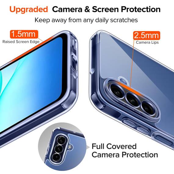 ivoler Nie Vergilbung HD Klar Hülle für Samsung Galaxy A17 4G / A17 5G, mit 2 Stück Panzer Schutz Glas, Militärischer Stoßfest Kratzfest Transparent Schutzhülle Dünn Durchsichtige Case - Dunkelblau