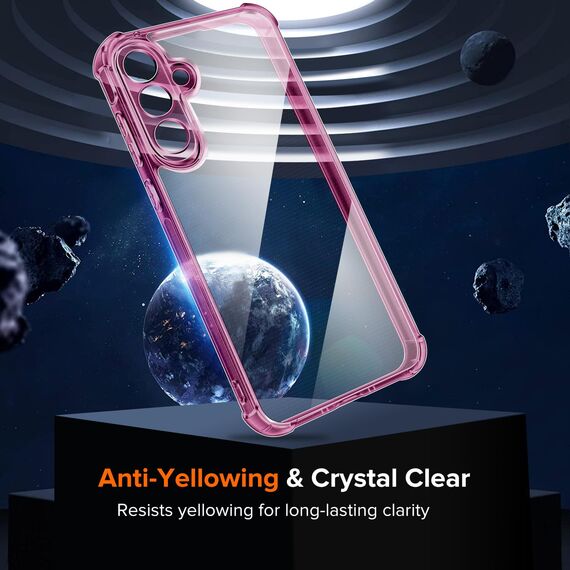 ivoler Nie Vergilbung Klar Hülle für Samsung Galaxy A56 5G mit Stoßfest Schutzecken, 1 Handyhülle mit 2 Stück Panzer Schutz Glas, [Militärischer Schutz] Transparent Schutzhülle Dünn Case - Rosa