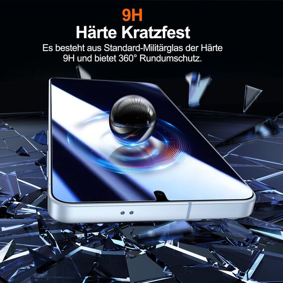 UniqueMe für Samsung Galaxy S26 für Panzerglas, 2 Stück Schutzglas und 2 Stück Kameraschutz, Bruchsichere Schutzfolie für Samsung Galaxy S26, 9H-Härte Displayschutzfolie, HD-Klar