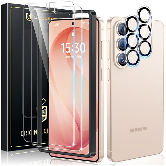 UniqueMe für Samsung Galaxy S26 Plus für Panzerglas, 2 Stück Schutzglas und 2 Stück Kameraschutz, Bruchsichere Schutzfolie für Samsung Galaxy S26 Plus, 9H-Härte Displayschutzfolie, HD-Klar