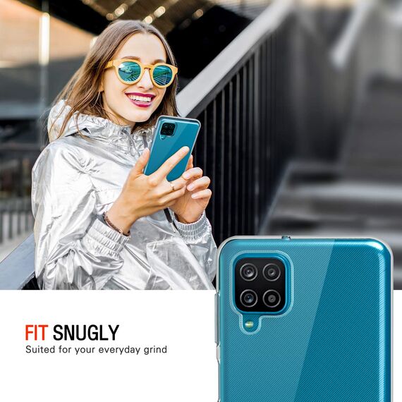 ivoler Hülle für Samsung Galaxy A12 / Samsung Galaxy M12, mit 3 Stück Panzer Schutz Glas, Dünne Weiche TPU Silikon Transparent Stoßfest Schutzhülle Durchsichtige Handyhülle Kratzfest Case